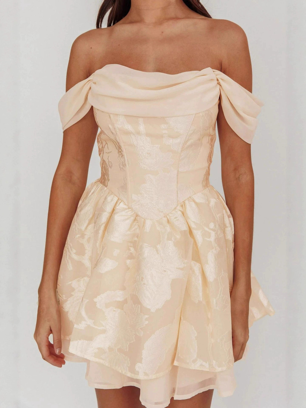 Zara Ruffle Strapless Vacation Printed Mini Dress